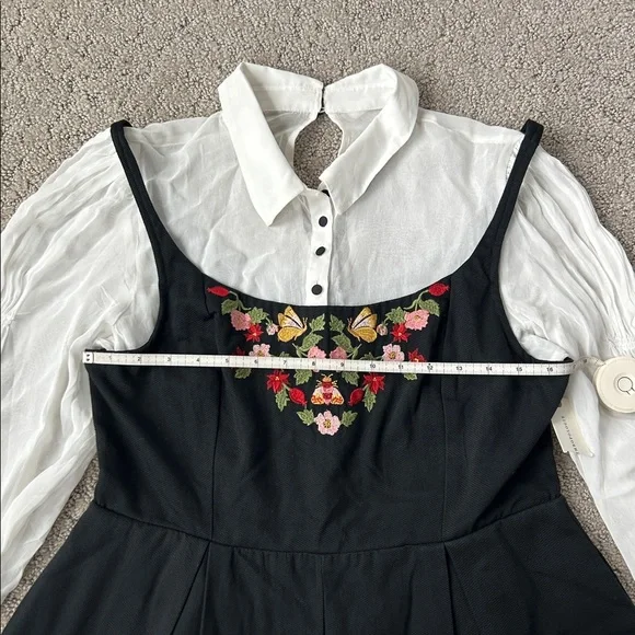 Anthropologie Maeve Long-Sleeve Embroidered Twofer Romper One-Piece Size 10 NEW - Picture 6 of 15